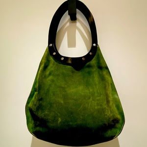 COPY - Dean. B09 teardrop shaped green suede purse bag